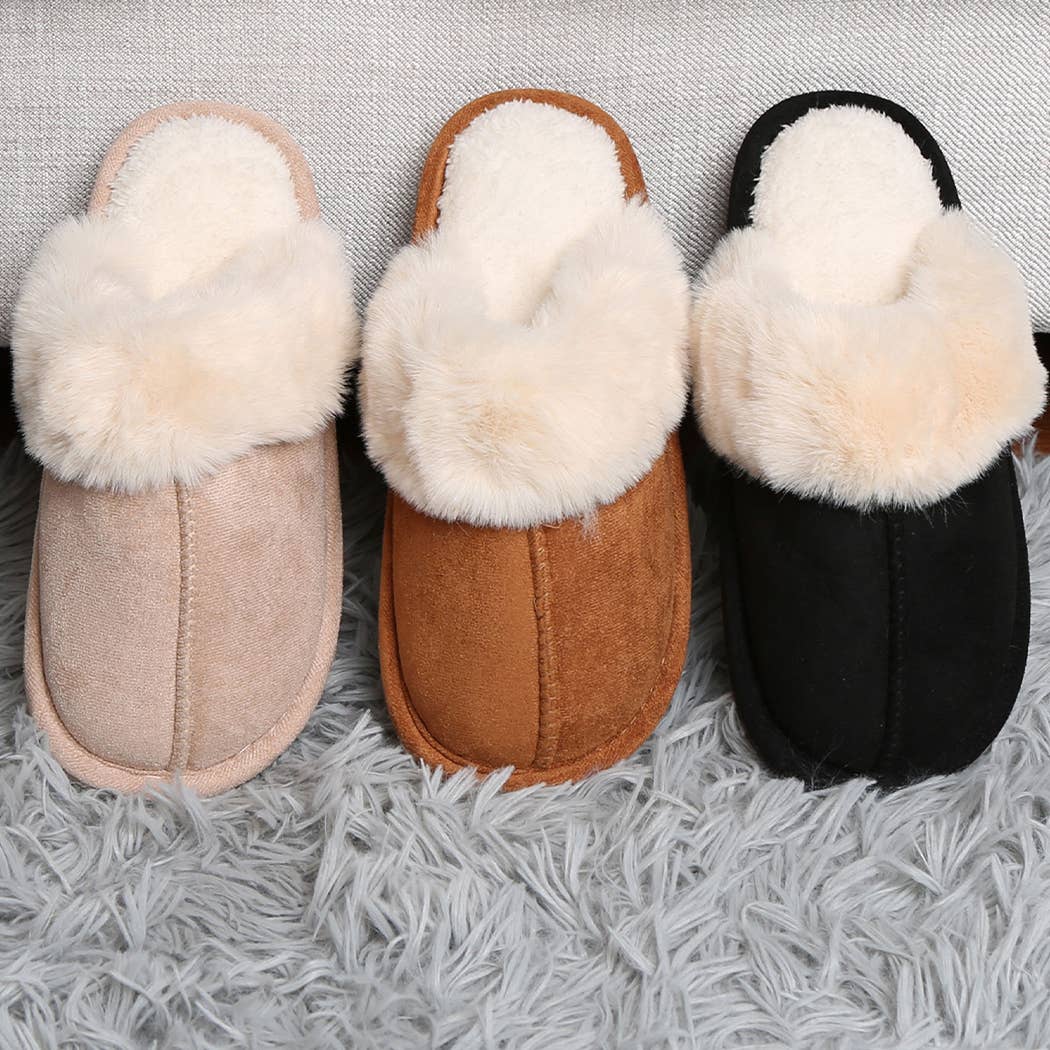 Solid Faux Fur Suede All Day Mule Slippers