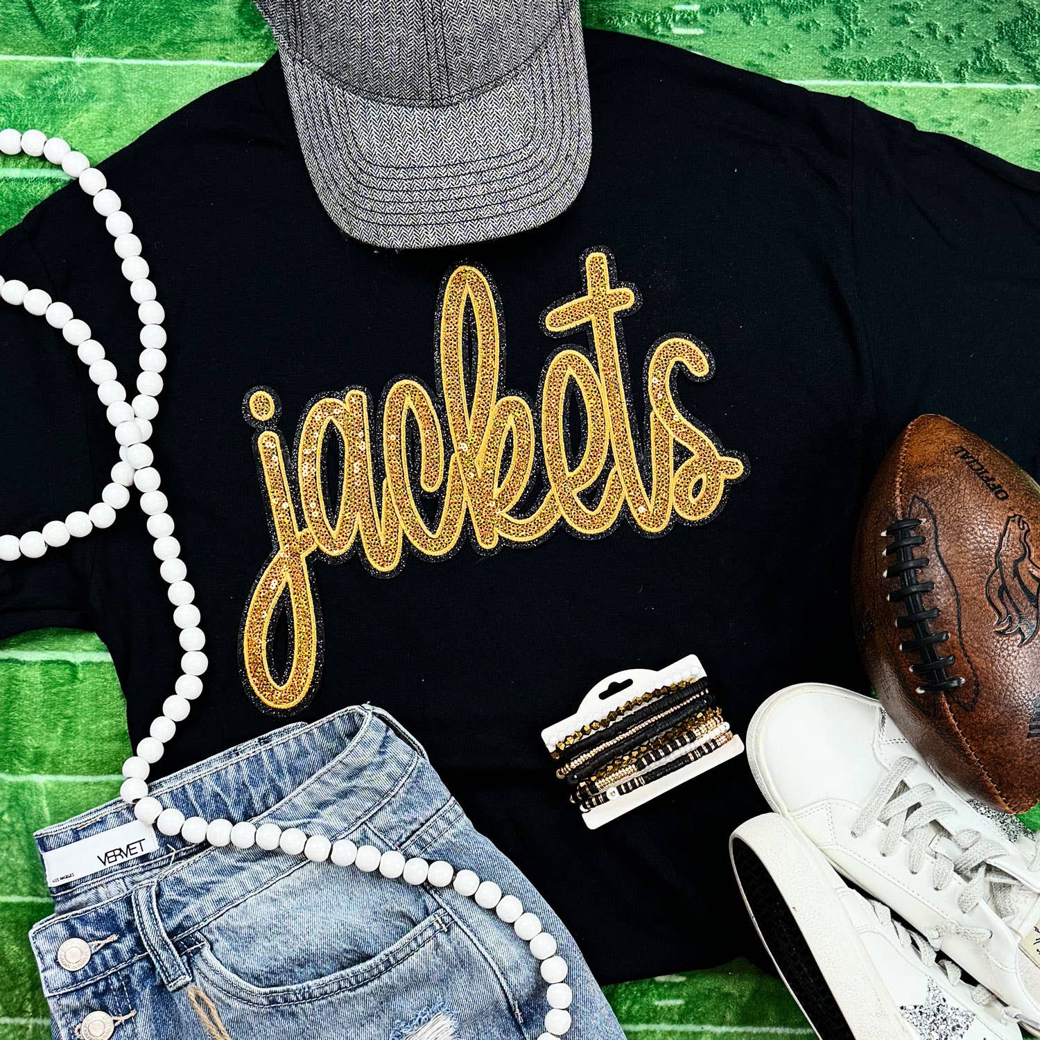 Jackets Gold Sequin Patch Black Everyday Tee