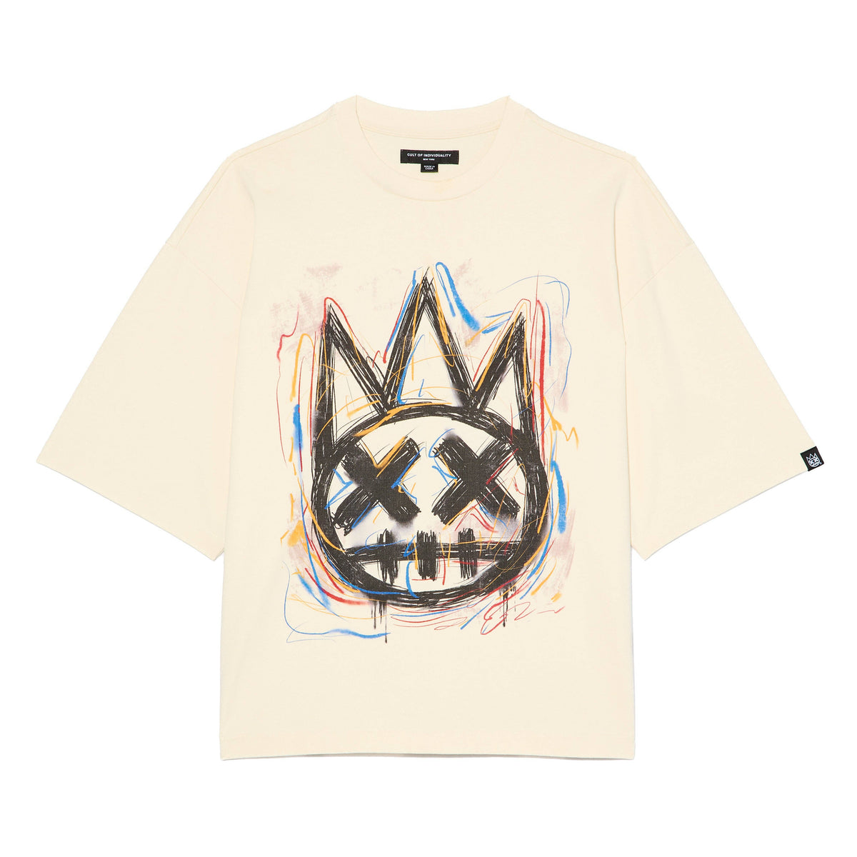 Cult's Oversized Ss Tee "Scribble Logo" in Winter White Unisex