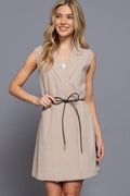 ..0109 Belted Linen Effect Long Vest SI-27885