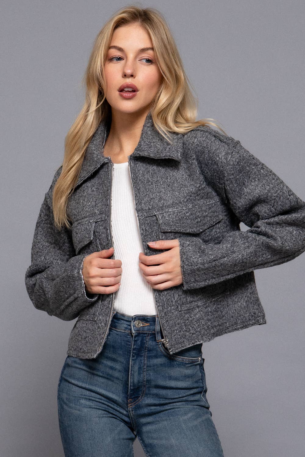 ..SI-27003 Long Slv Boucle Short Jacket