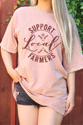 Support Local Farmers Oversize Mineral Graphic Tshirt
