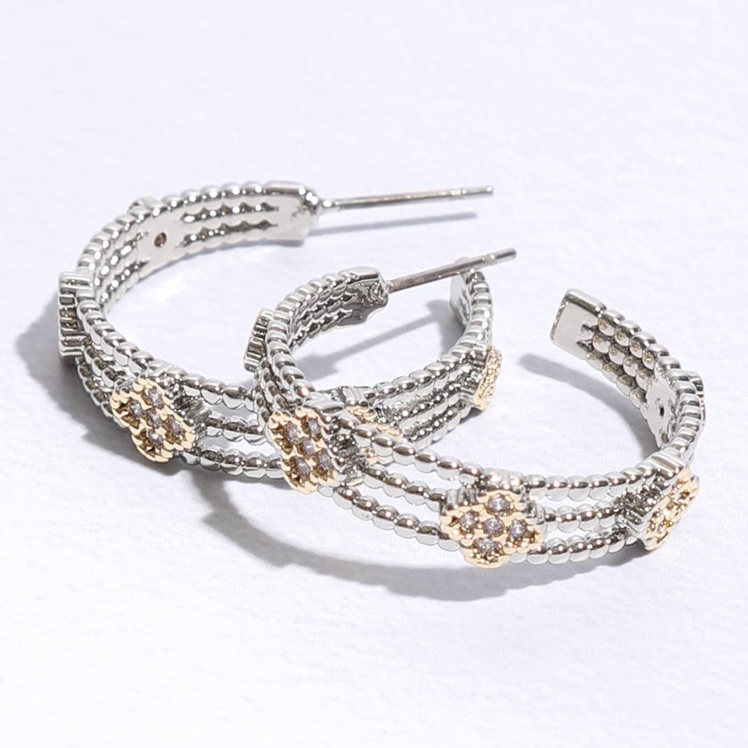 Mini Clover Cz Layer Hoop Earrings