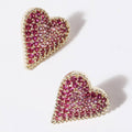 Gold Plated Cz Pave Heart Stud Post Earrings