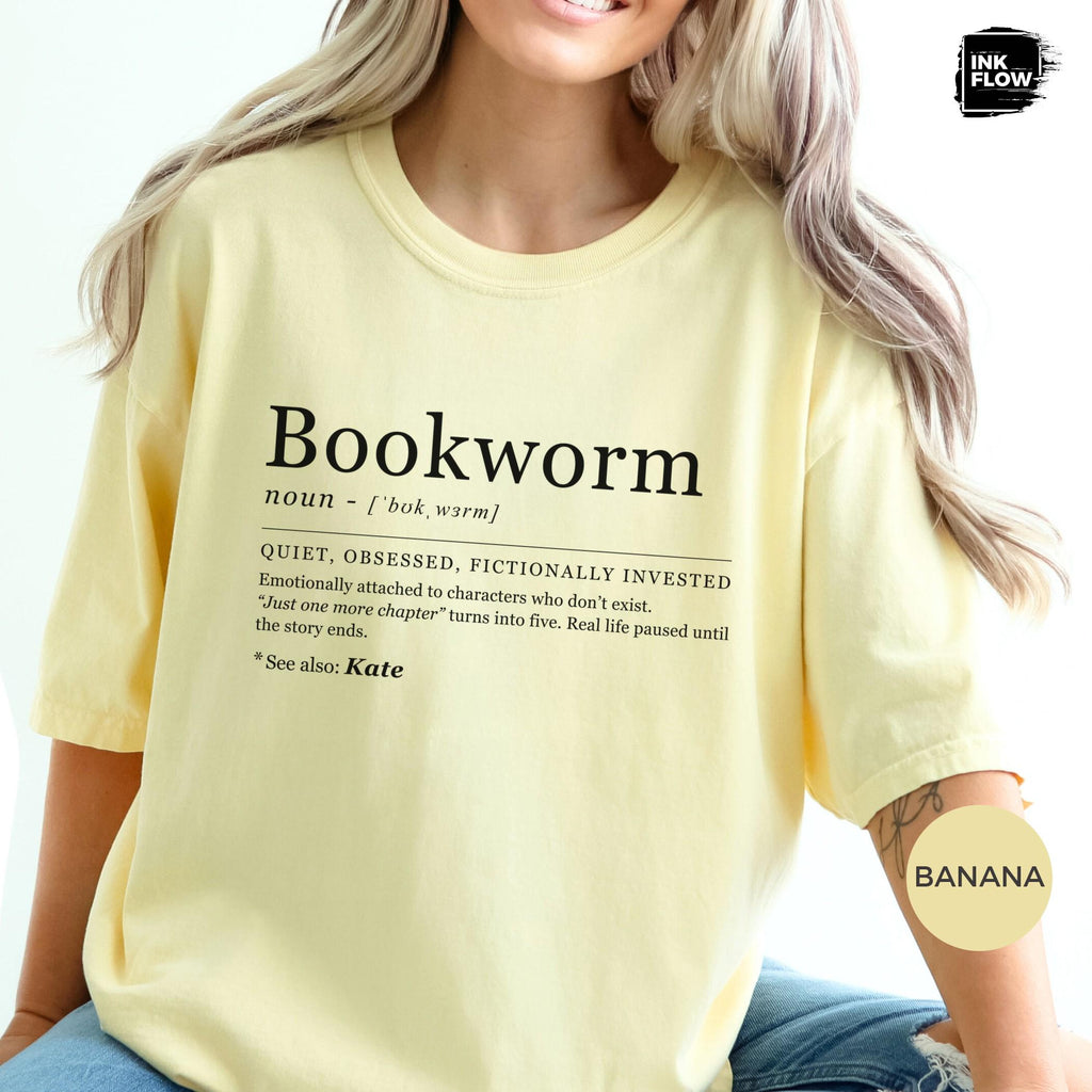Bookworm Definition Comfort Colors Book Lover Reading Personalized Name Tee