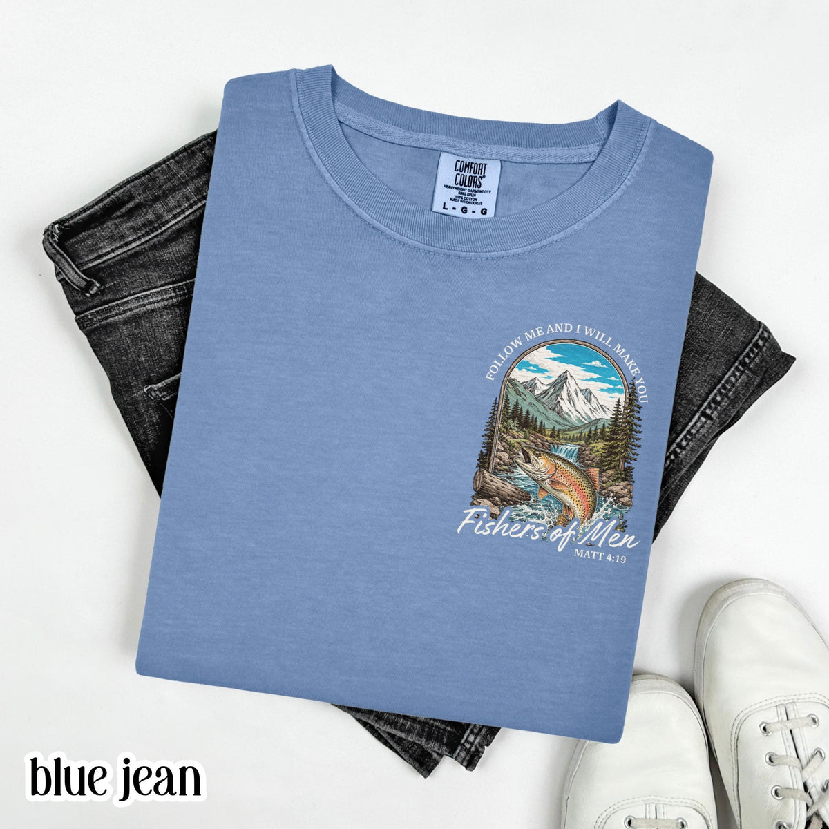 Fishers Comfort Colors Matthew 19 Bible Verse Tee Religious Christian Fishing Vintage Faith Based Outdoor