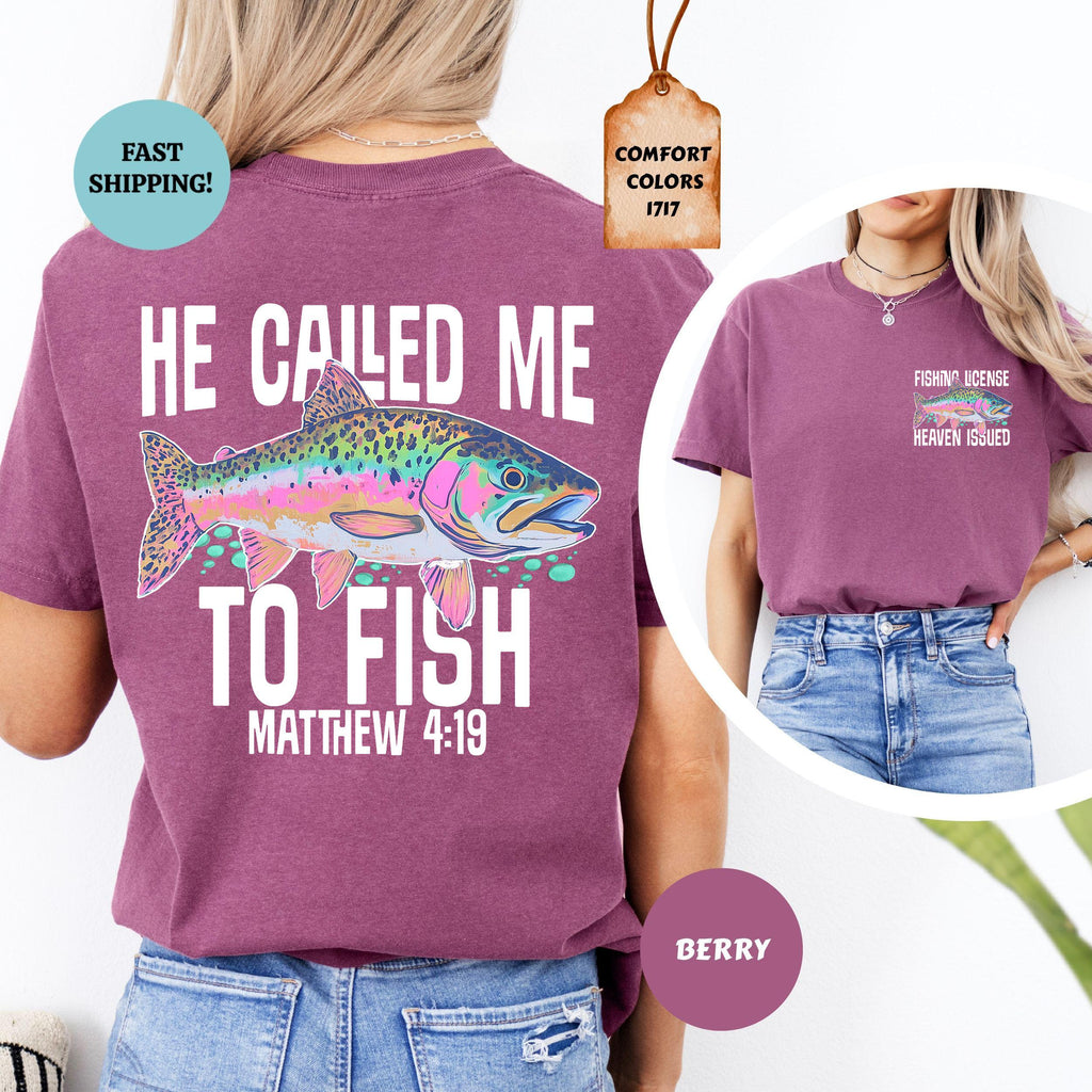 Comfort Colors Called Fish Christian Faith-Based Fishing Christian Summer Fishing Lover Scripture Tee