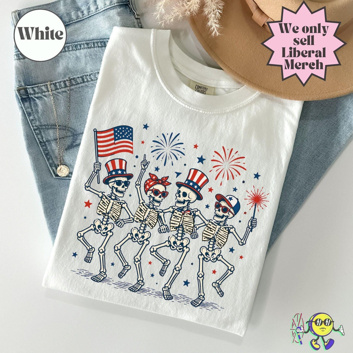 Subtle Fuck Trump Skeleton Liberal Fourth July Kings America Anti Fascism Resistance Leftist Semiquincentennial Fdt Tee