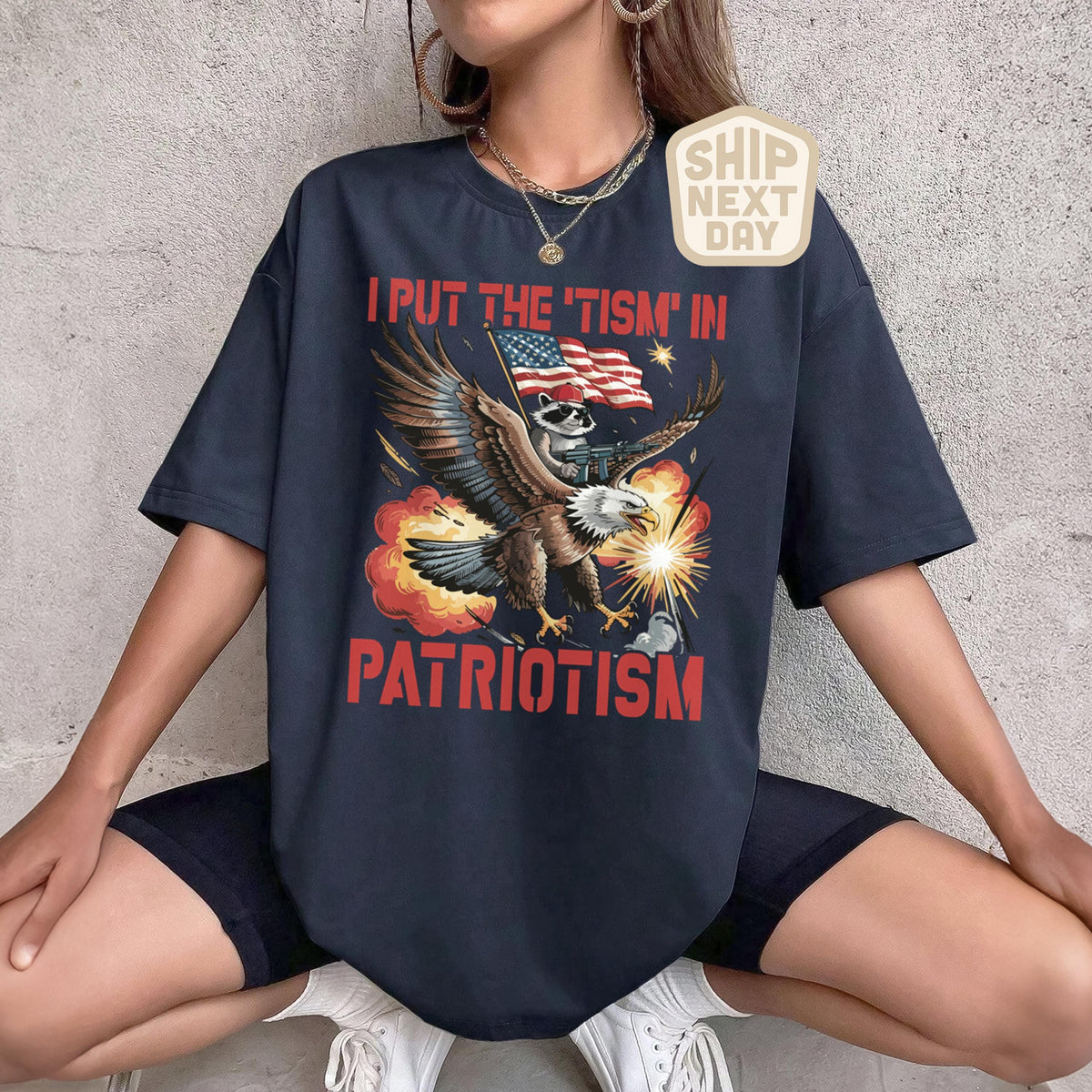 Put Tism Patriotism American Flag Bald Eagle 4th July Humor Usa Patriotic