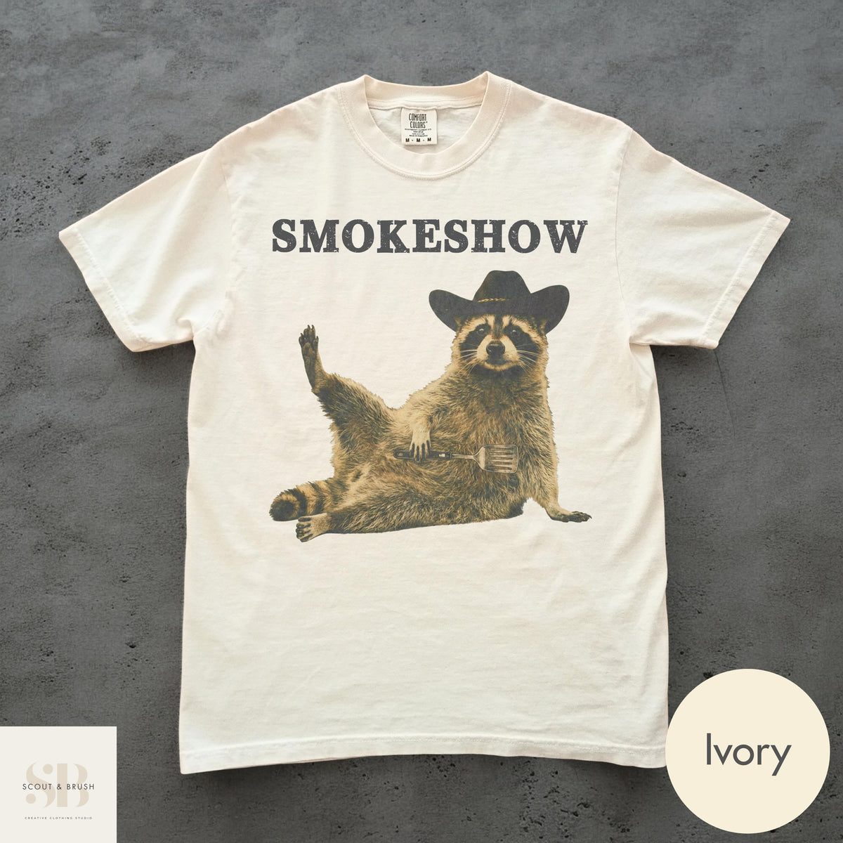 Comfort Colors Cowboy Raccoon Animal Meme Bbq Grill Raccoon Tee Silly Novelty
