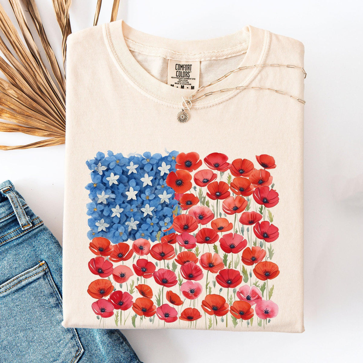 Floral Flag Usa Patriotic America 4th July Comfort Colors