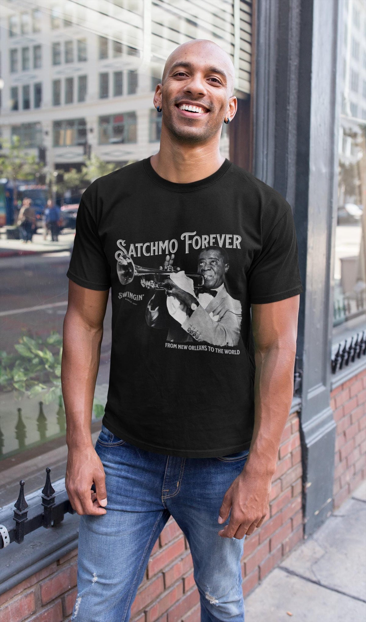 Satchmo Louis Armstrong Tribute Jazz Lover Vintage Swing Music Musician Black