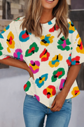 Leopard Printed Drop Shoulder Oversize Tee (S-Xl)