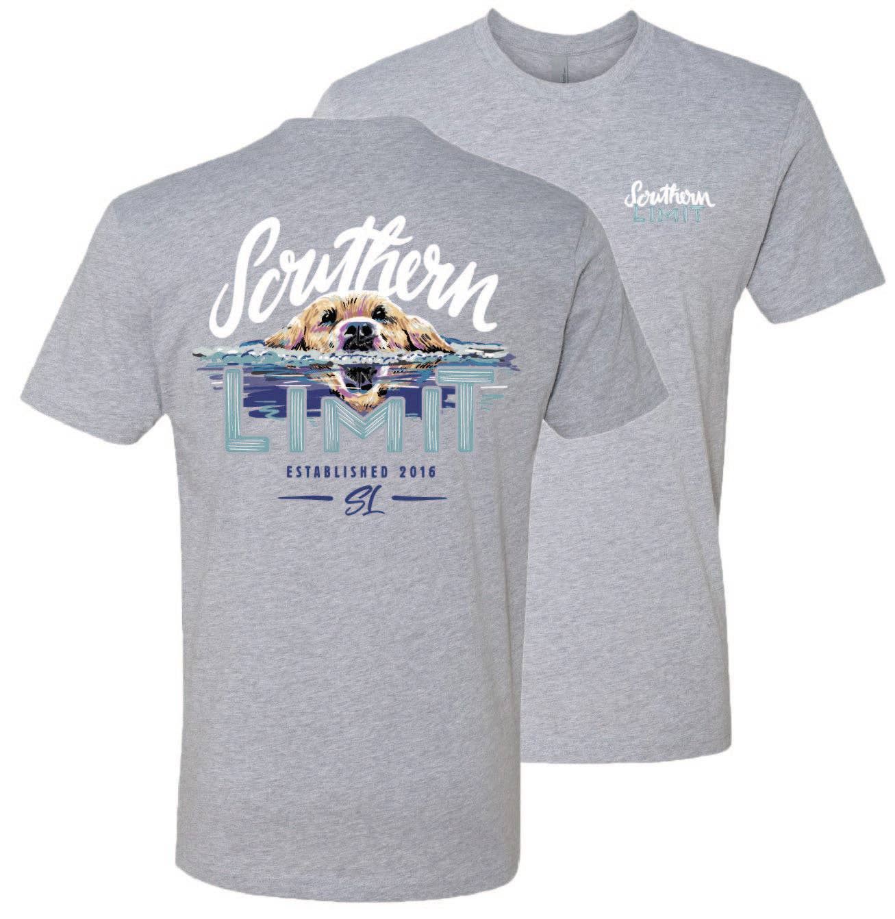 SL-114 Southern Limit Swimming Dog Ss-Dark Heather Grey