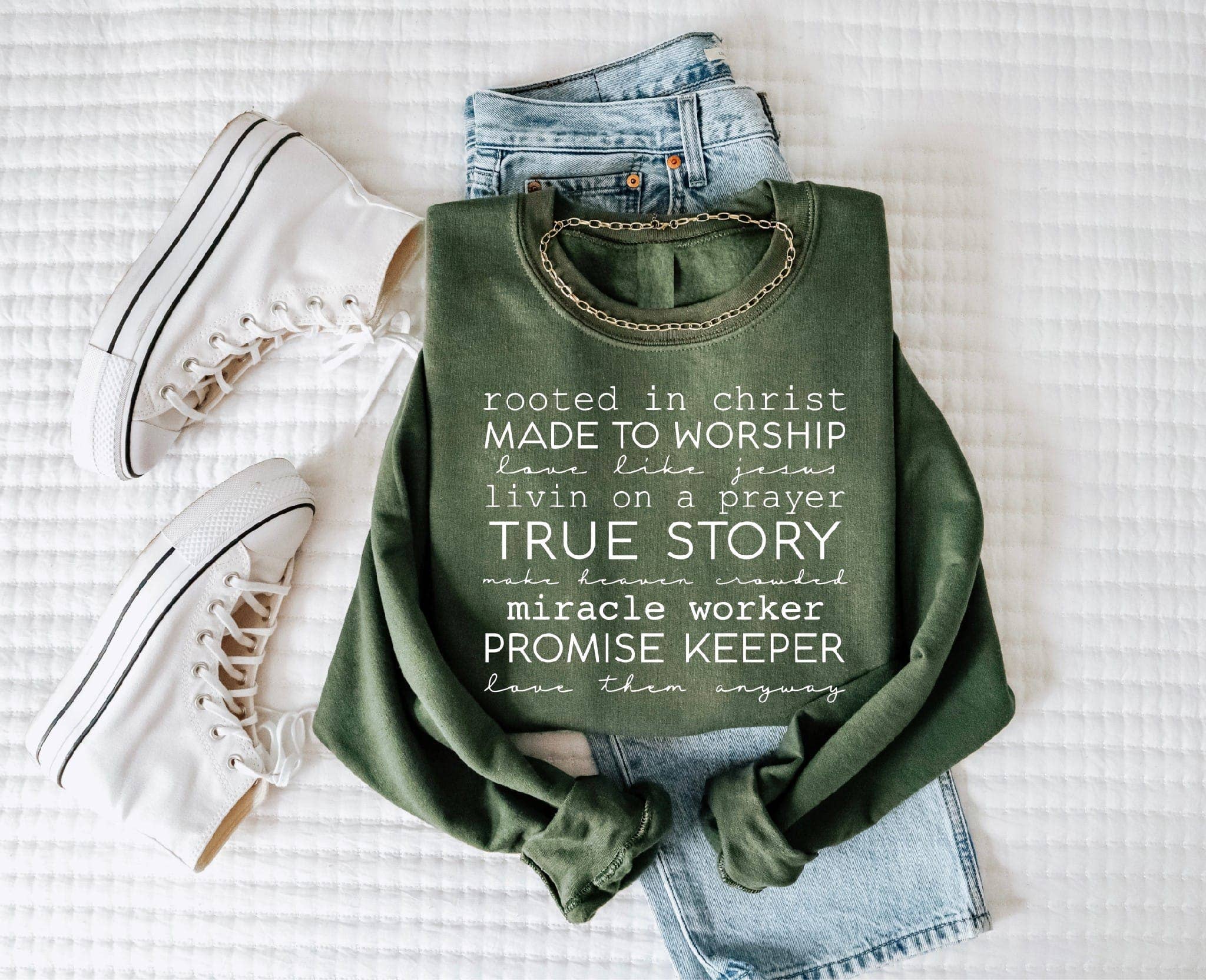 Christian Rooted in Christ Green Women's Graphic Sweatshirt