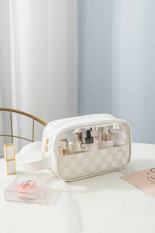 , Checkered Clear Cosmetic Makeup Bag