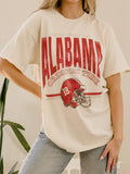 Bama Crimson Tide Established Helmet Off White Thrifted Tee