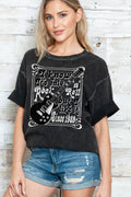 Women Rock N Roll Graphic Oversize Mineral Wash