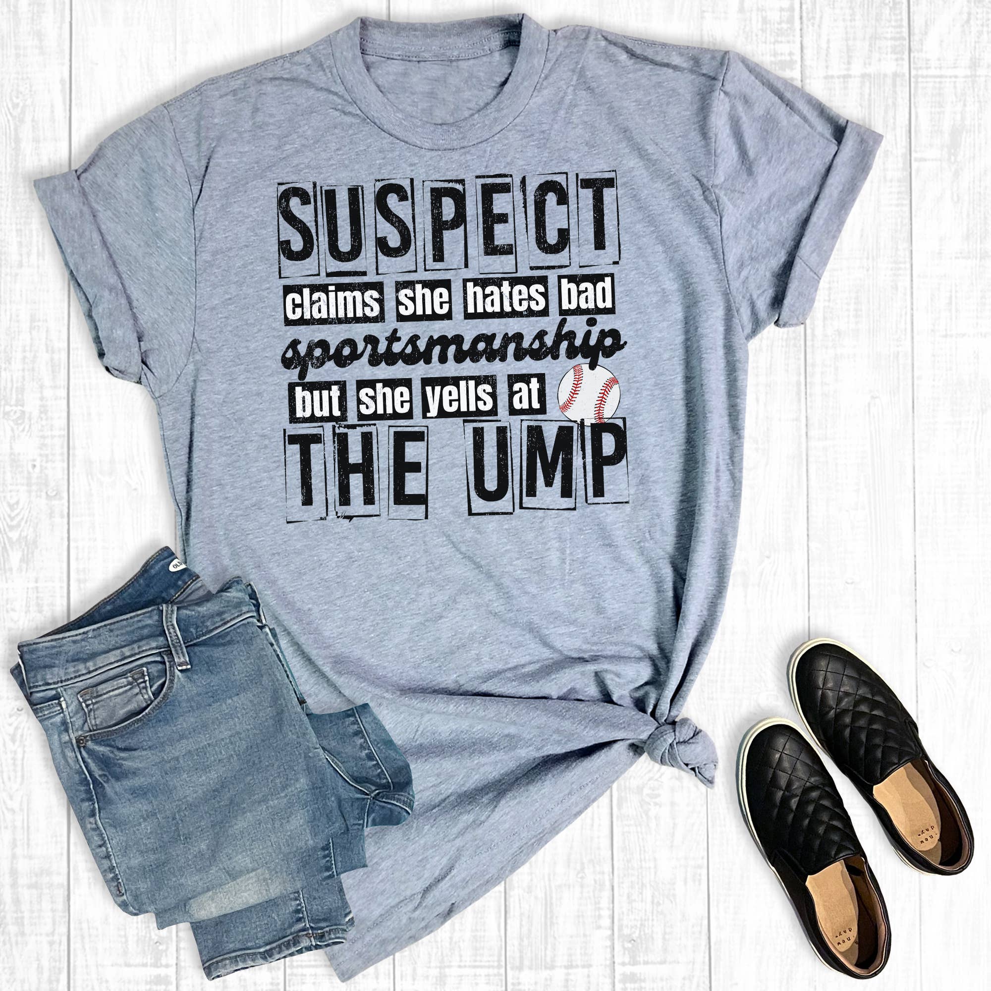 Funny Baseball Suspect Claims Graphic Tee