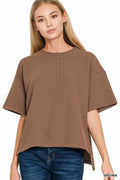 ..1021 Double Knit Side Slits Hi-Low Top SI-28936