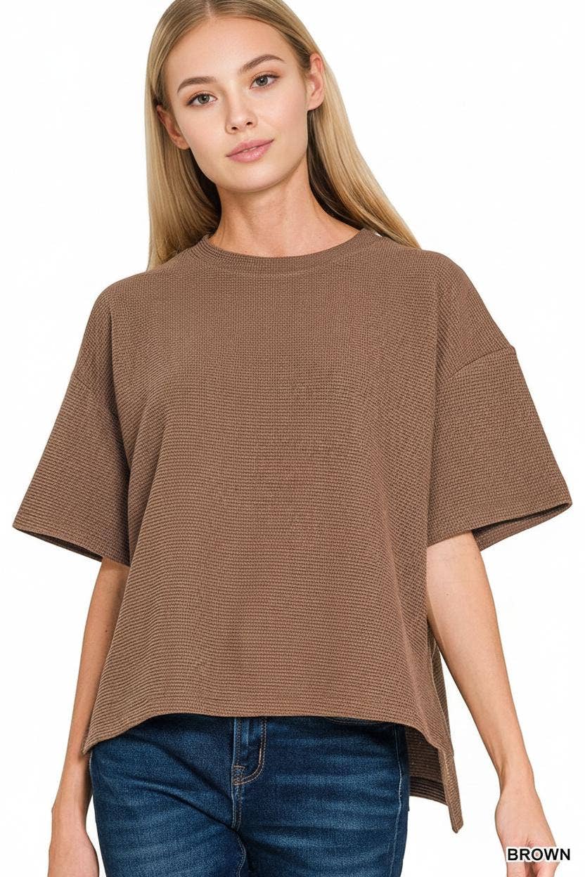 ..1021 Double Knit Side Slits Hi-Low Top SI-28936
