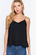 ...SC98370 Fitted Double V-Neck Cami Woven Top