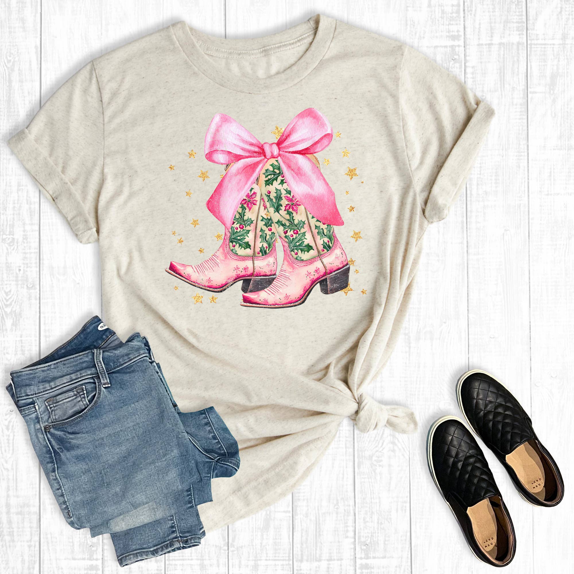 Western Christmas Boots Graphic Tee