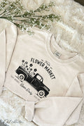 Fresh Flower Market Cropped Thermal Vintage Pullover