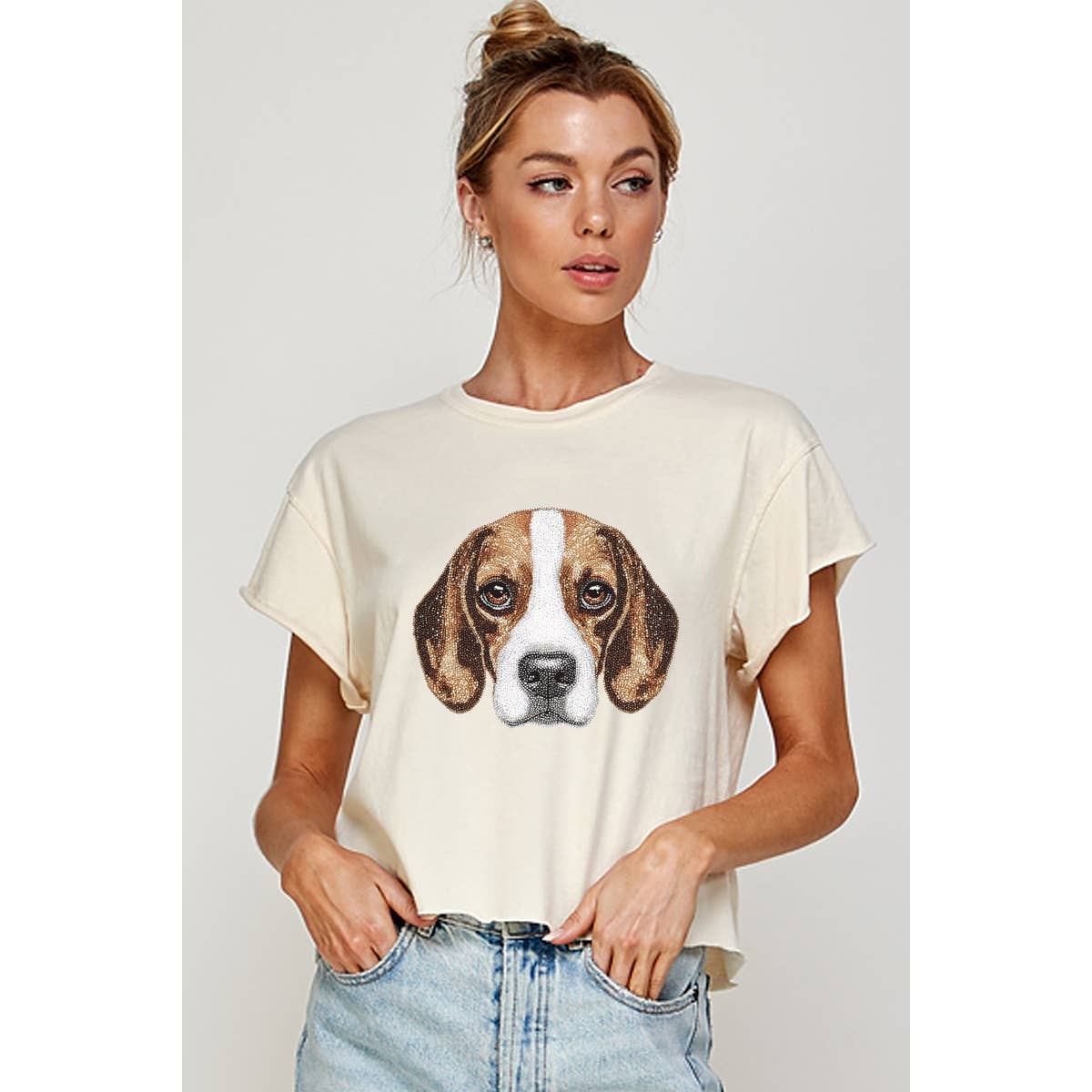 Beagle Puppy Vintage Graphic Crop Tee