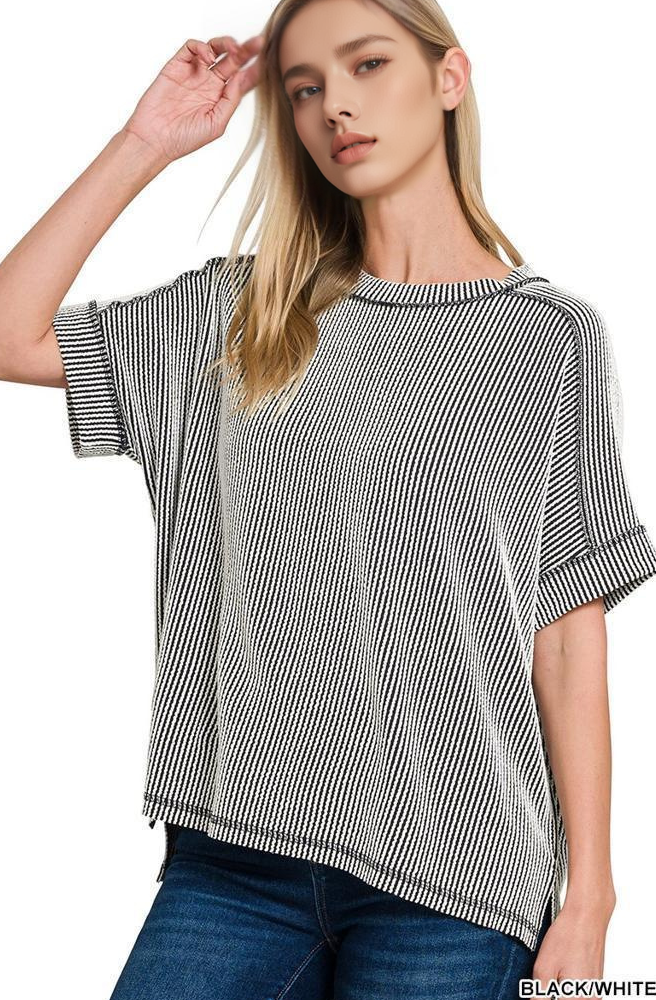 ...Short Sleeve Side Slit Hi Low Hem Tee
