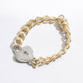 Cz Heart Lock Charm Linked Chain Bracelet