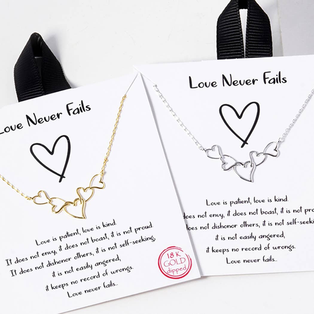 Gold Dipped Linked Hearts Necklaces
