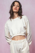 Mineral Wash Mock Neck Crop Sweatshirt
