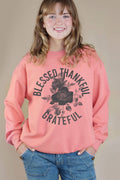 Blessed Thankful Grateful Graphic Brushed Sweatshirts