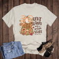 Fall Thanksgiving Give Thanks Grateful Heart Graphic Tee
