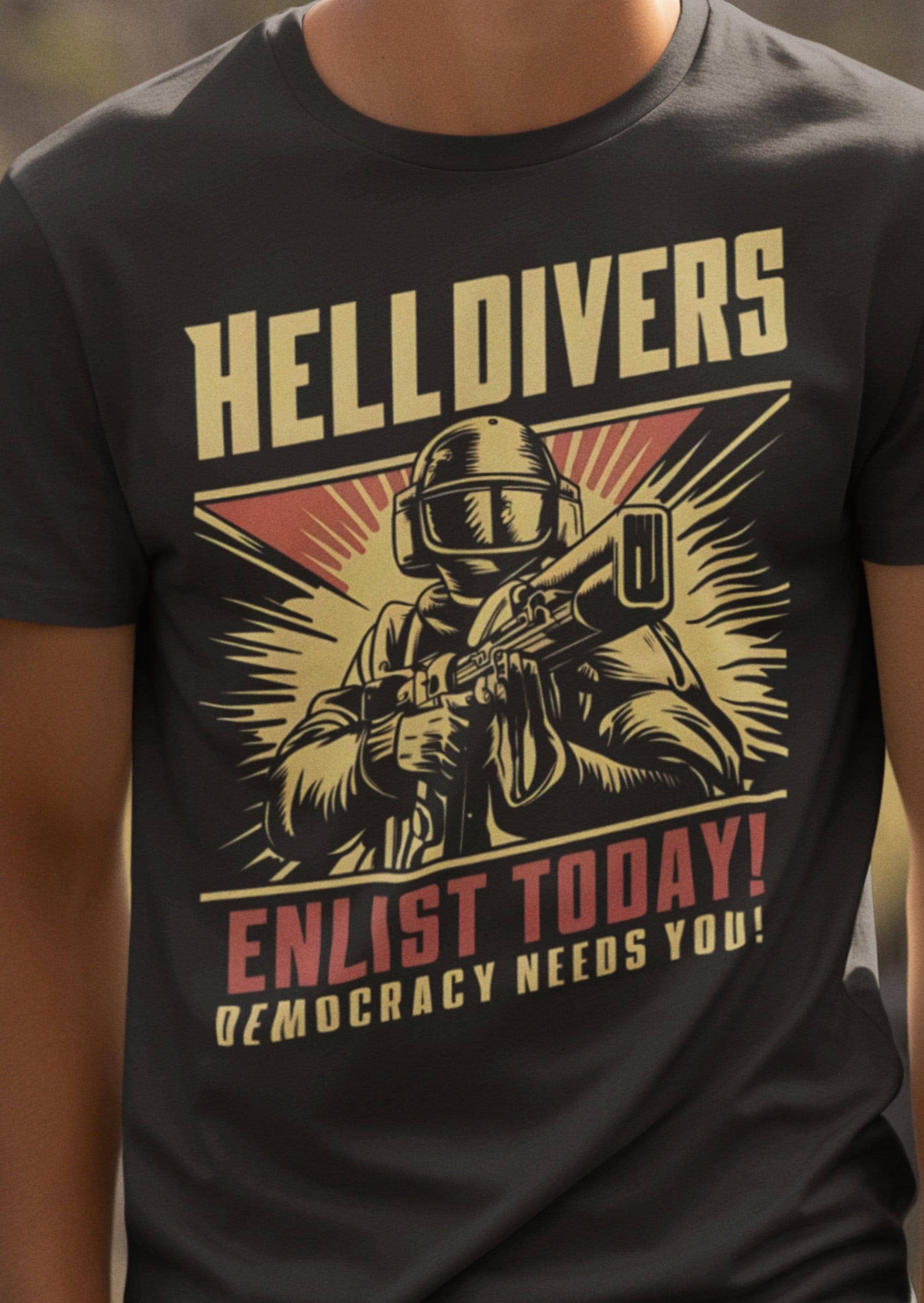 Democracy Defender Tee - Sci-Fi Soldier Shirt For Gamers