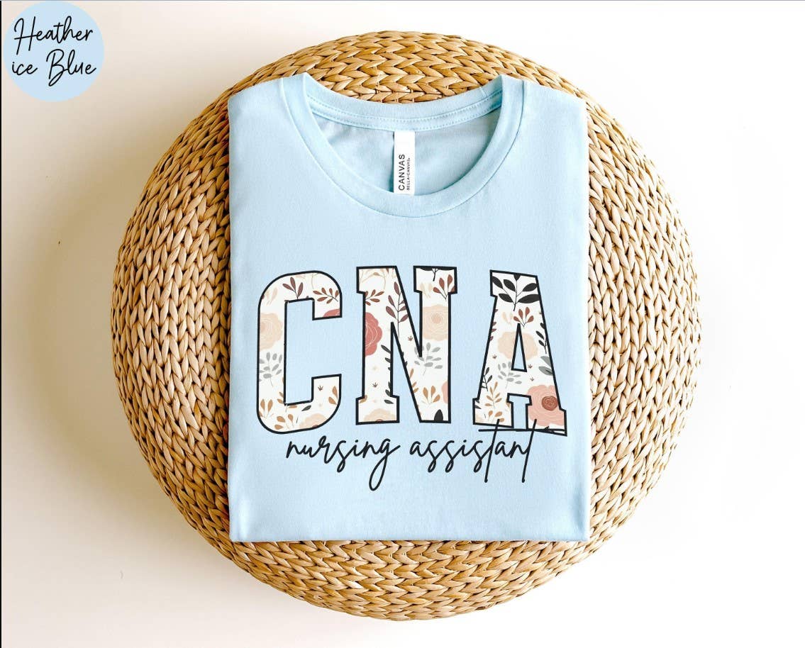 Floral Cna Shirt - Certified Nursing Assistant Crewneck Tee