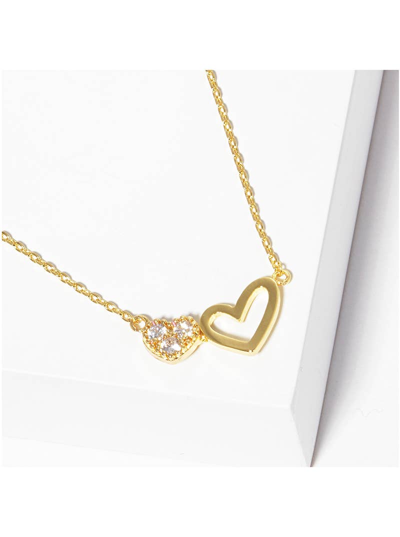 Cubic Zirconia Gold Dipped Heart Necklace