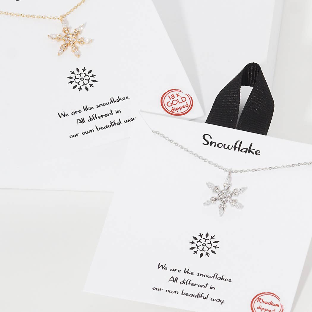 Snowflake Pendant Cz Necklace