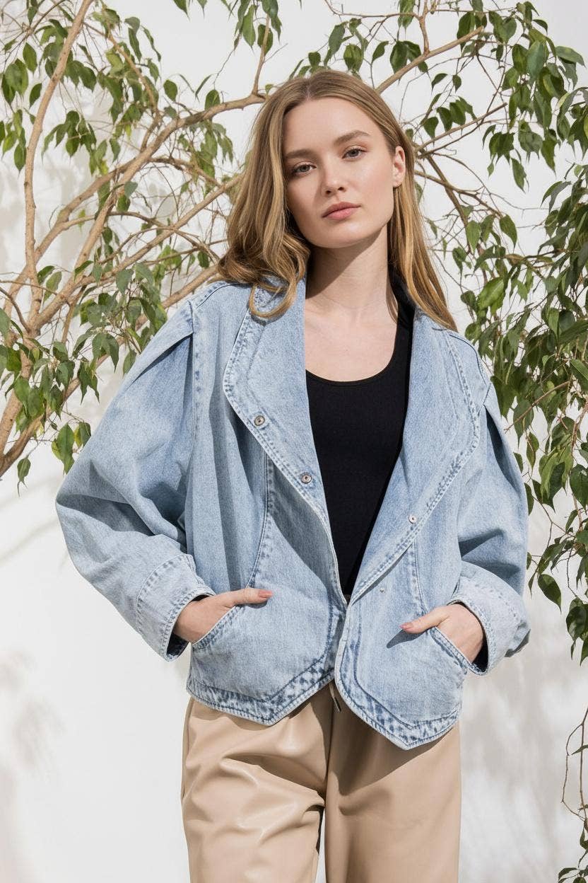 0102 Washed Denim Jacket w/ Pockets SI-23118