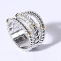 Multiple Cable Band Cubic Zirconia Rings