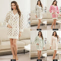 Cozy Checkered Robe with Pocket & Belt