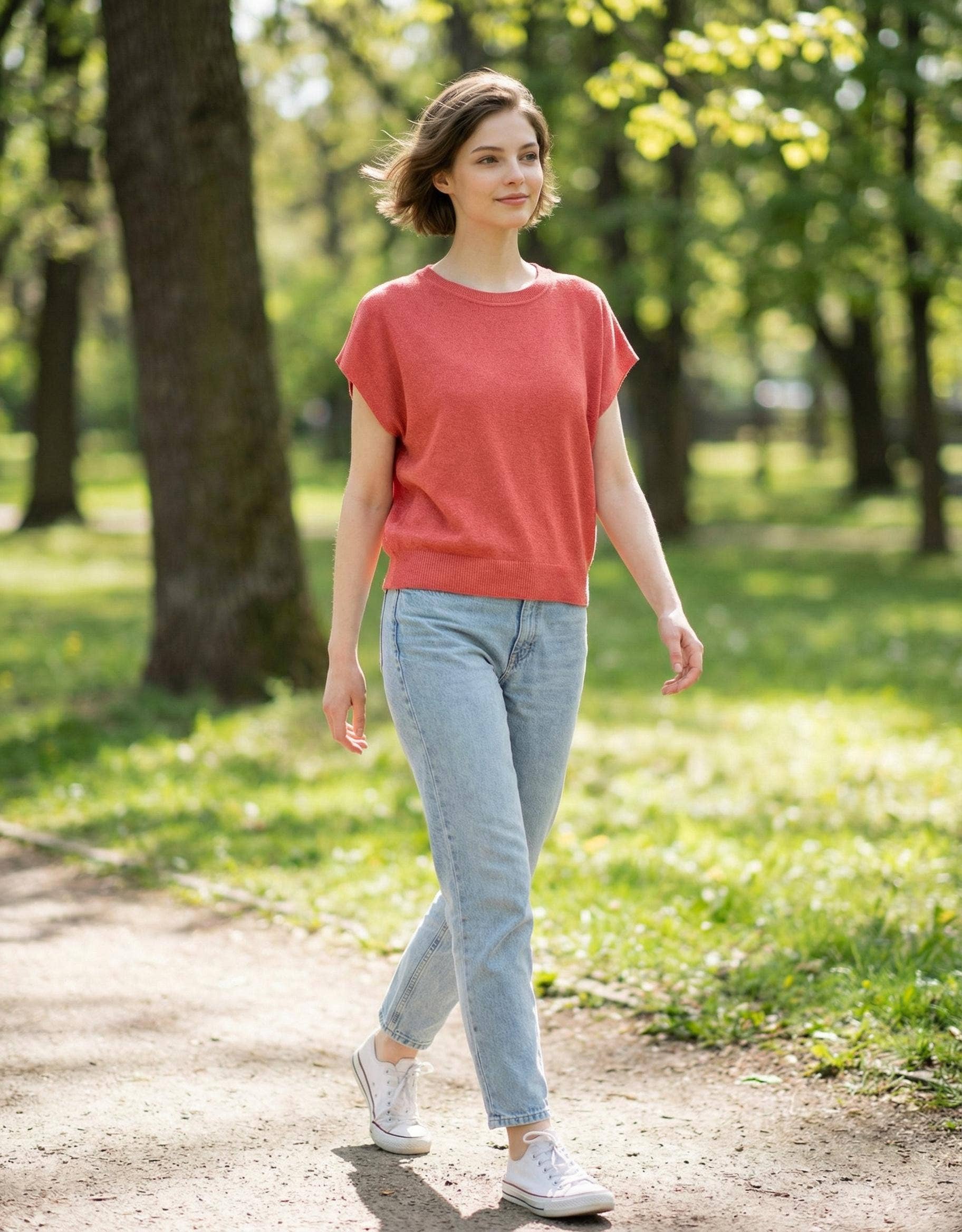 `.Round Neck Short Dolman Sleeve Sweater