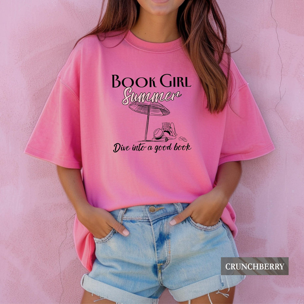 Book Girl Summer Comfort Colors Book Lover Reader Literary