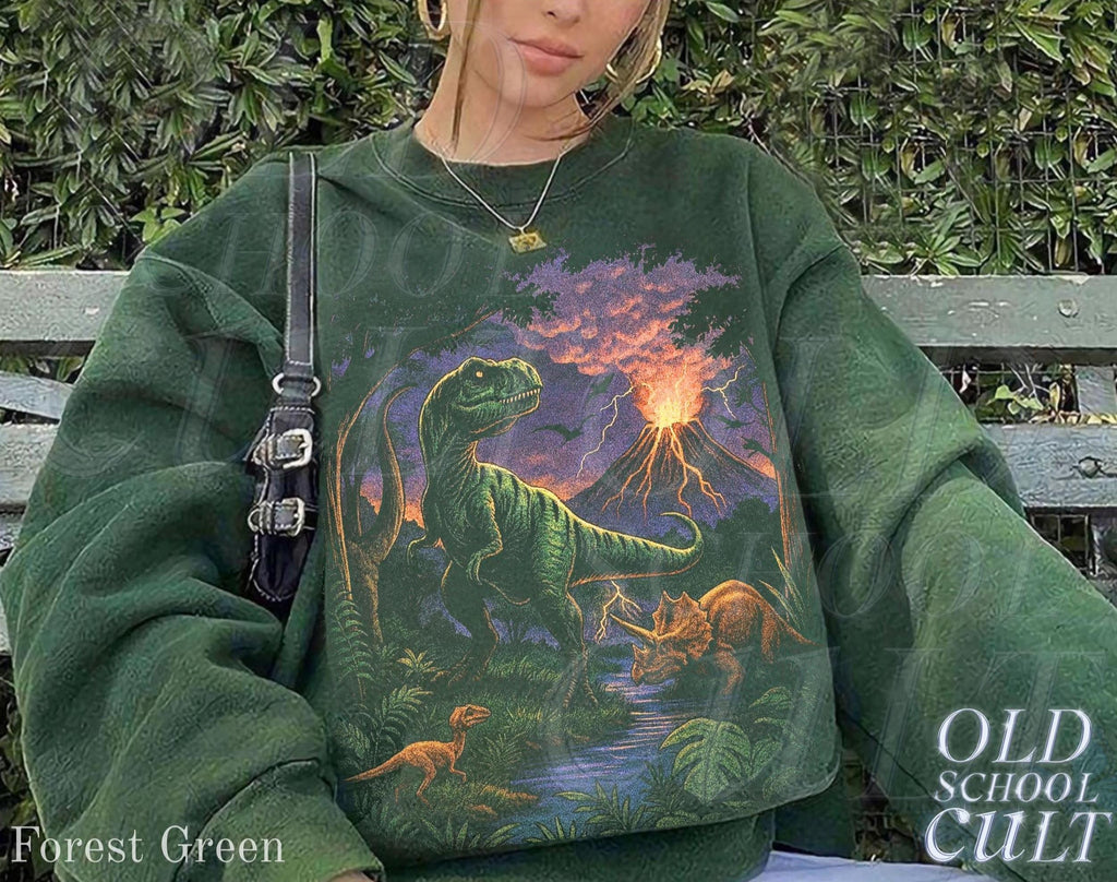 Vintage Jurassic Dinosaur 90s Retro T-Rex Triceratops 90s Prehistoric Dino Nostalgia Nature