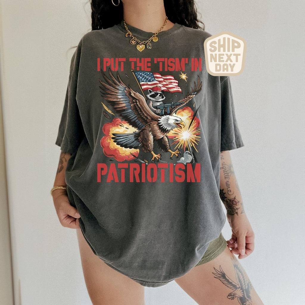 Put Tism Patriotism American Flag Bald Eagle 4th July Humor Usa Patriotic