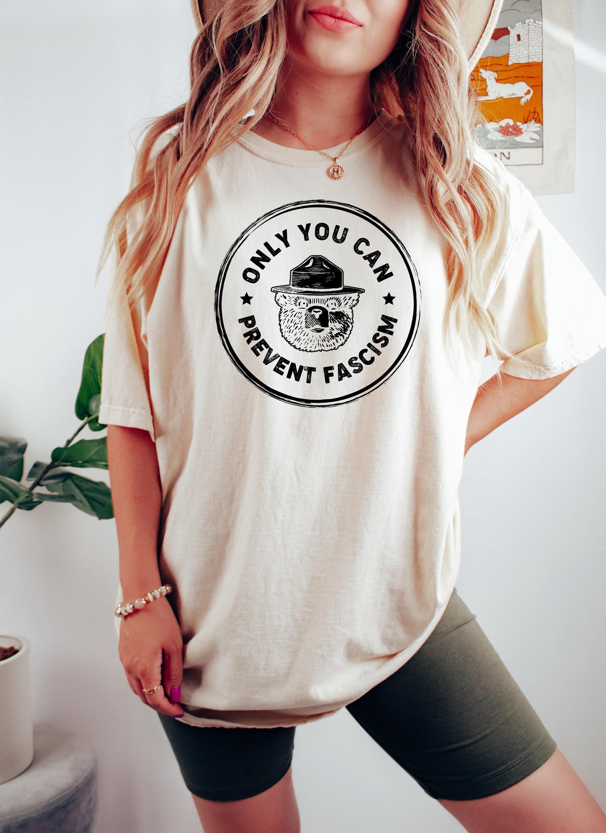 Only Prevent Fascism National Park Bear Anti Trump Comfort Tee Progressive Liberal Political