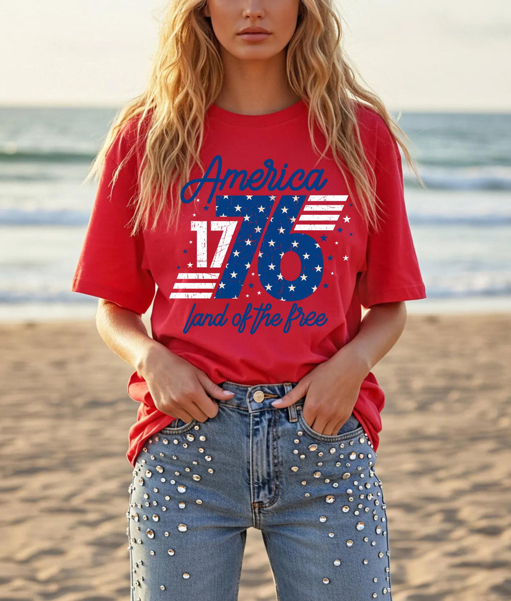 1776 America Land Free Usa Patriotic 4th July Retro Independence Day Retro Usa Tee