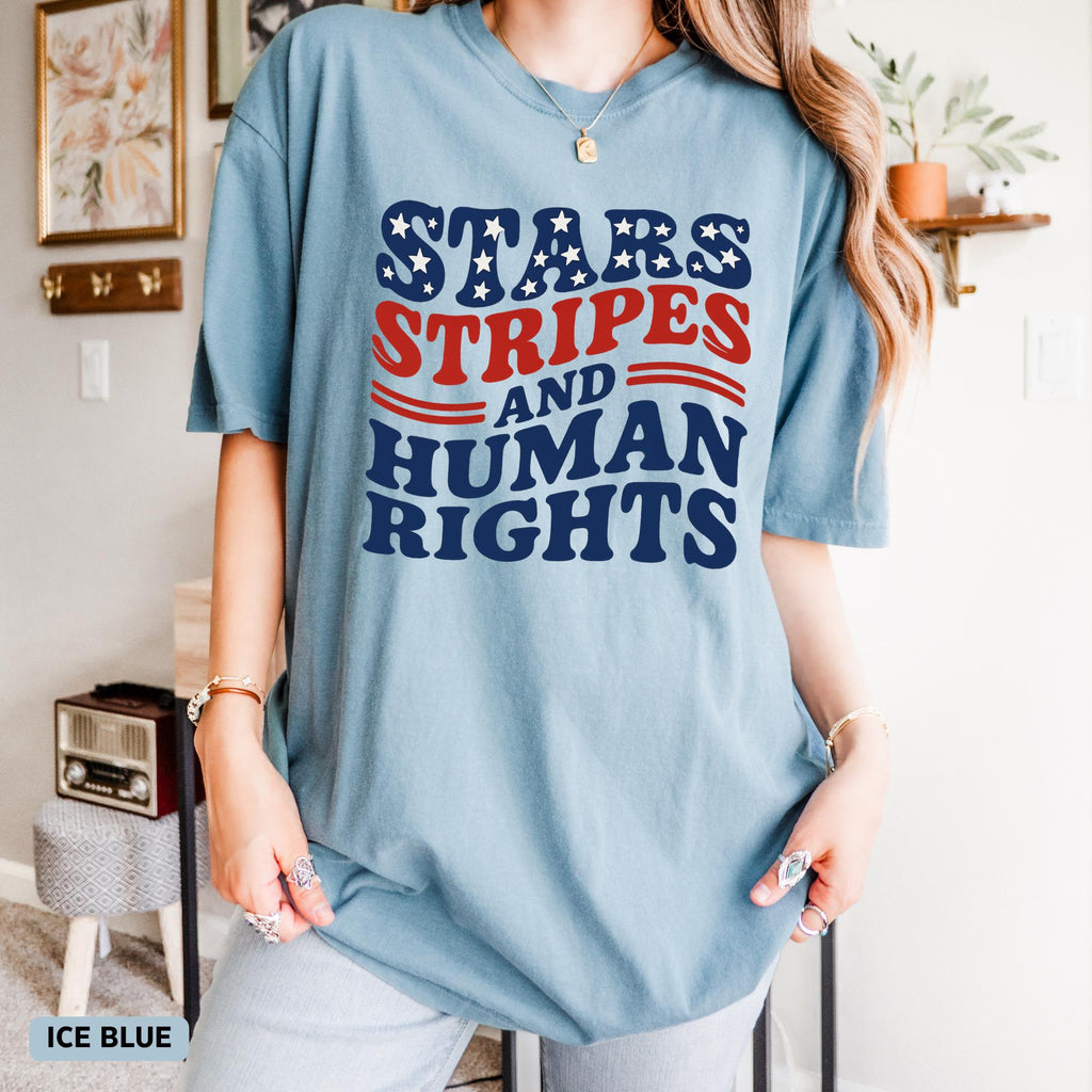 Stars Stripes Human Rights Comfort Colors Retro 4th July Liberal Feminist American Patriotic