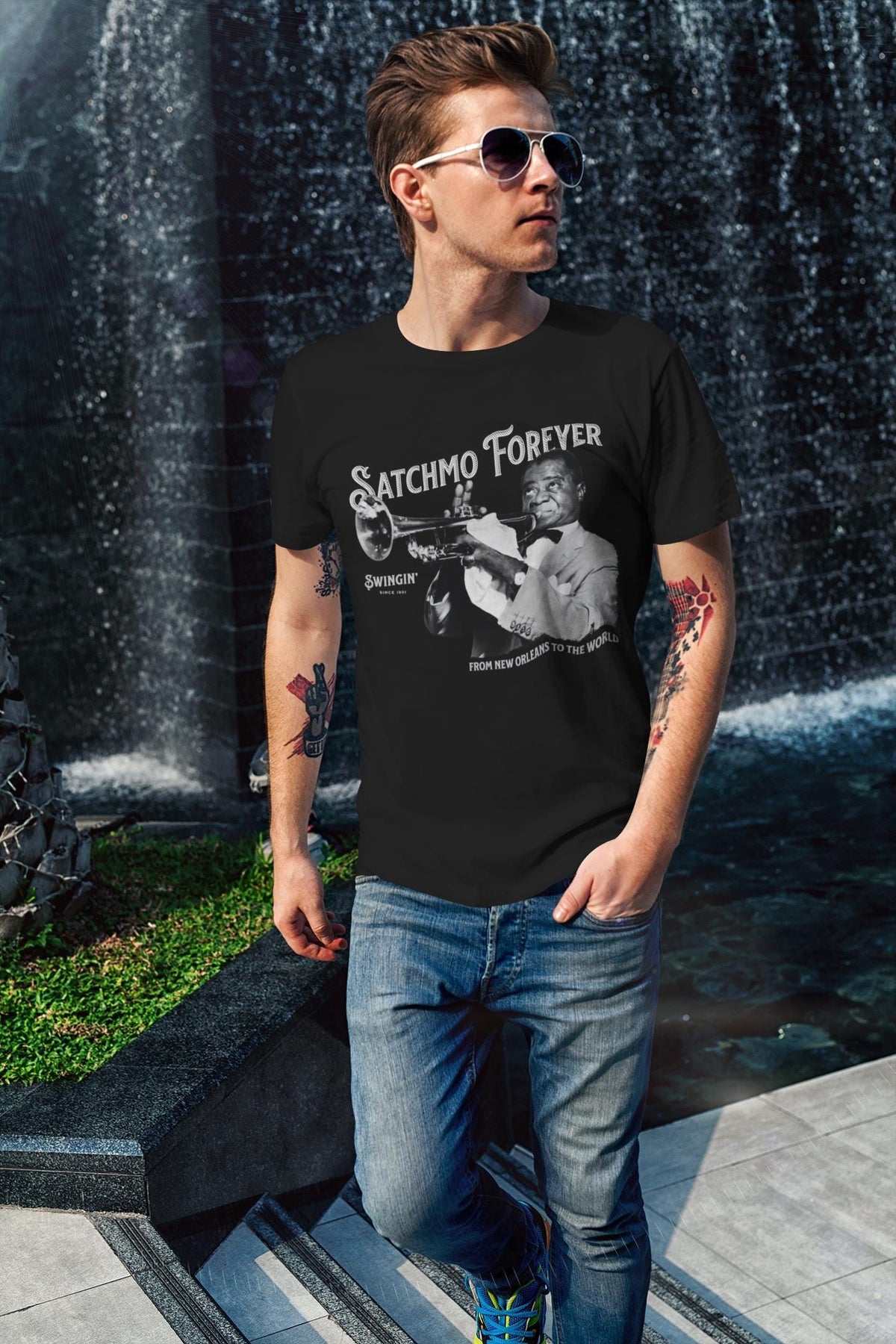 Satchmo Louis Armstrong Tribute Jazz Lover Vintage Swing Music Musician Black
